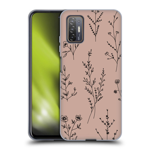 Anis Illustration Wildflowers Blush Pink Soft Gel Case for HTC Desire 21 Pro 5G