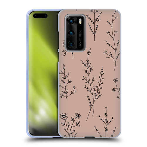 Anis Illustration Wildflowers Blush Pink Soft Gel Case for Huawei P40 5G