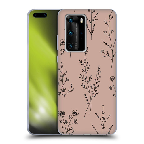 Anis Illustration Wildflowers Blush Pink Soft Gel Case for Huawei P40 Pro / P40 Pro Plus 5G