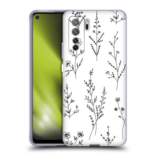Anis Illustration Wildflowers White Soft Gel Case for Huawei Nova 7 SE/P40 Lite 5G