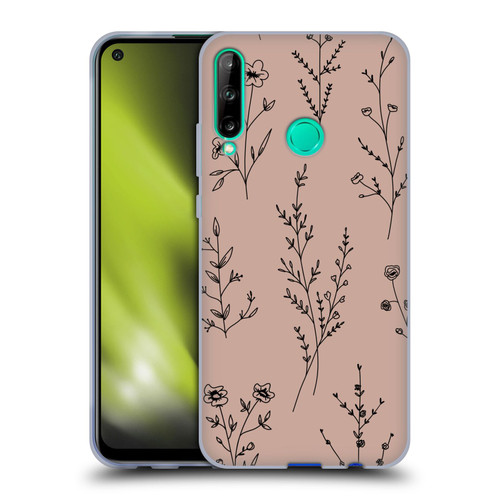 Anis Illustration Wildflowers Blush Pink Soft Gel Case for Huawei P40 lite E