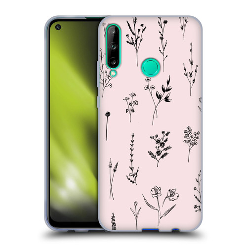 Anis Illustration Wildflowers Light Pink Soft Gel Case for Huawei P40 lite E