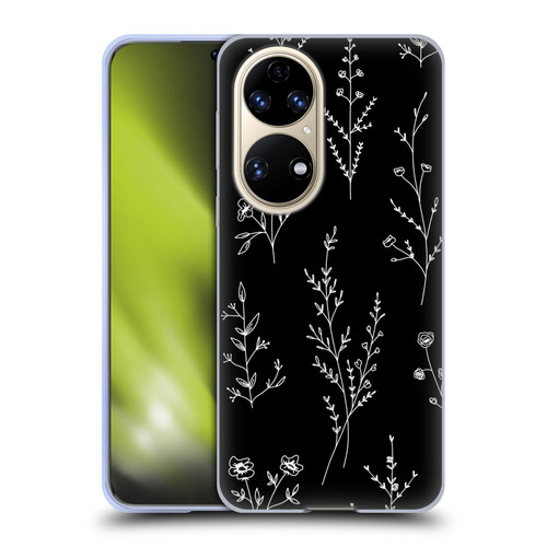 Anis Illustration Wildflowers Black Soft Gel Case for Huawei P50