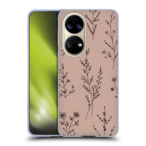 Anis Illustration Wildflowers Blush Pink Soft Gel Case for Huawei P50