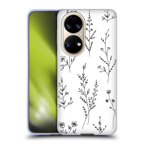 Anis Illustration Wildflowers White Soft Gel Case for Huawei P50
