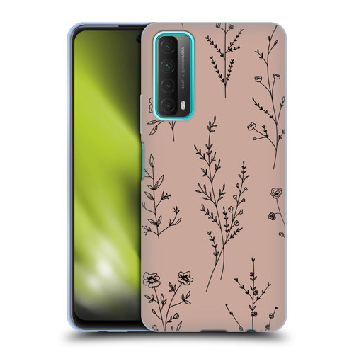 Anis Illustration Wildflowers Blush Pink Soft Gel Case for Huawei P Smart (2021)
