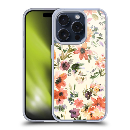 Ninola Spring Floral Painterly Flowers Soft Gel Case for Apple iPhone 15 Pro
