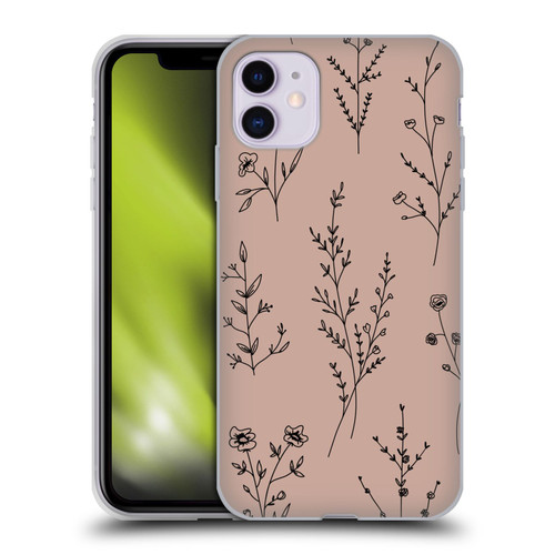 Anis Illustration Wildflowers Blush Pink Soft Gel Case for Apple iPhone 11