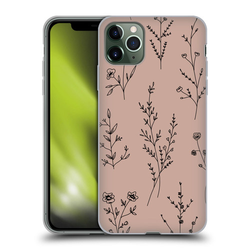 Anis Illustration Wildflowers Blush Pink Soft Gel Case for Apple iPhone 11 Pro Max