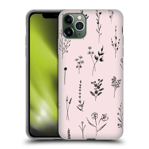 Anis Illustration Wildflowers Light Pink Soft Gel Case for Apple iPhone 11 Pro Max