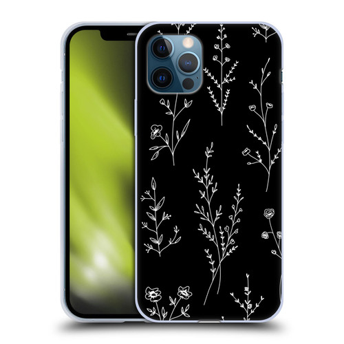 Anis Illustration Wildflowers Black Soft Gel Case for Apple iPhone 12 / iPhone 12 Pro