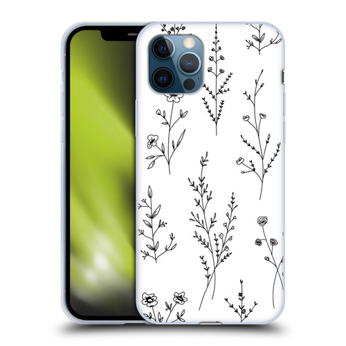 Anis Illustration Wildflowers White Soft Gel Case for Apple iPhone 12 / iPhone 12 Pro
