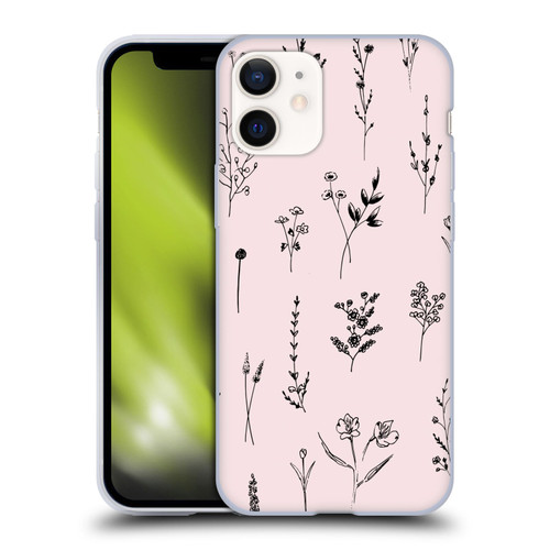 Anis Illustration Wildflowers Light Pink Soft Gel Case for Apple iPhone 12 Mini