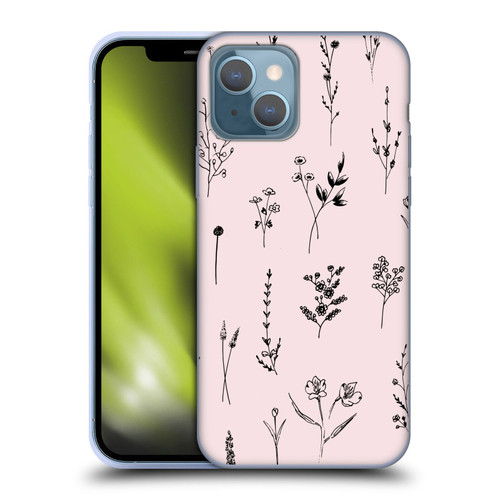 Anis Illustration Wildflowers Light Pink Soft Gel Case for Apple iPhone 13