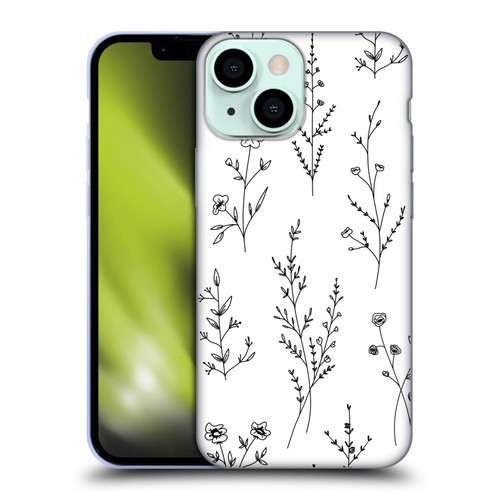 Anis Illustration Wildflowers White Soft Gel Case for Apple iPhone 13 Mini