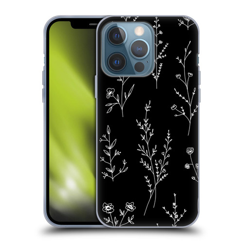 Anis Illustration Wildflowers Black Soft Gel Case for Apple iPhone 13 Pro