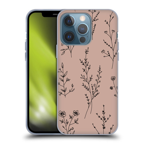 Anis Illustration Wildflowers Blush Pink Soft Gel Case for Apple iPhone 13 Pro