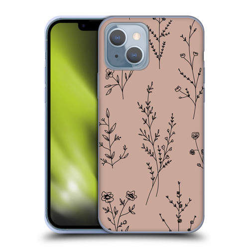 Anis Illustration Wildflowers Blush Pink Soft Gel Case for Apple iPhone 14