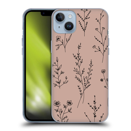 Anis Illustration Wildflowers Blush Pink Soft Gel Case for Apple iPhone 14 Plus