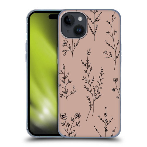 Anis Illustration Wildflowers Blush Pink Soft Gel Case for Apple iPhone 15 Plus