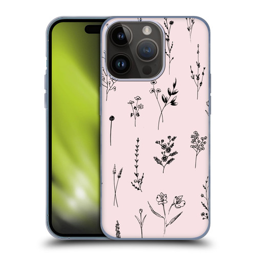 Anis Illustration Wildflowers Light Pink Soft Gel Case for Apple iPhone 15 Pro