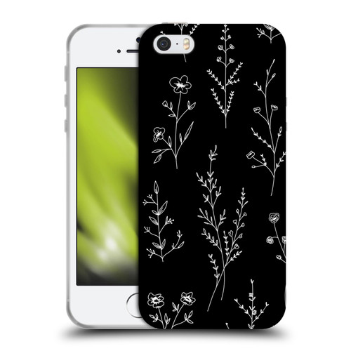 Anis Illustration Wildflowers Black Soft Gel Case for Apple iPhone 5 / 5s / iPhone SE 2016