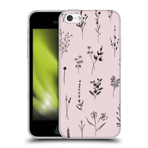 Anis Illustration Wildflowers Light Pink Soft Gel Case for Apple iPhone 5c