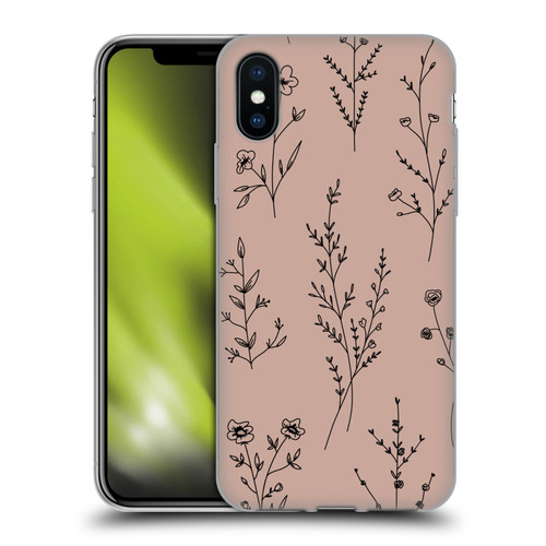 Anis Illustration Wildflowers Blush Pink Soft Gel Case for Apple iPhone X / iPhone XS