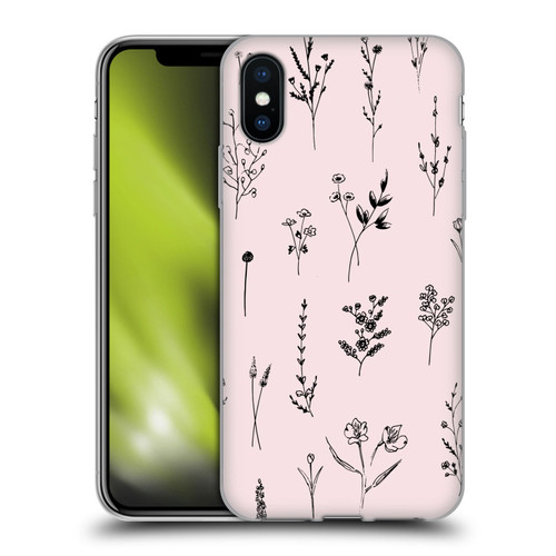 Anis Illustration Wildflowers Light Pink Soft Gel Case for Apple iPhone X / iPhone XS