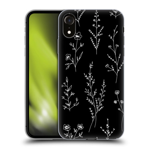 Anis Illustration Wildflowers Black Soft Gel Case for Apple iPhone XR