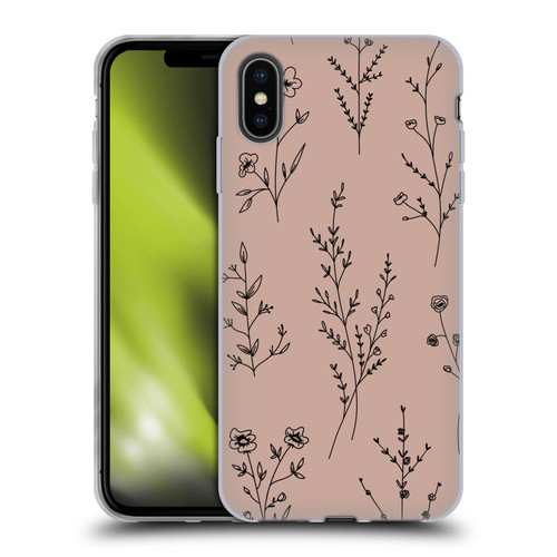 Anis Illustration Wildflowers Blush Pink Soft Gel Case for Apple iPhone XS Max