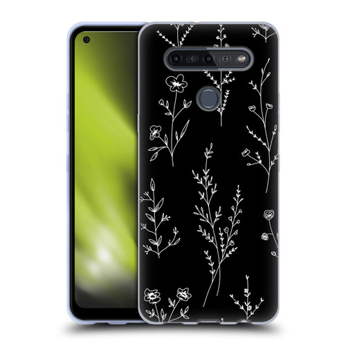Anis Illustration Wildflowers Black Soft Gel Case for LG K51S