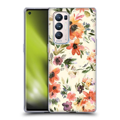 Ninola Spring Floral Painterly Flowers Soft Gel Case for OPPO Find X3 Neo / Reno5 Pro+ 5G