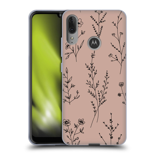 Anis Illustration Wildflowers Blush Pink Soft Gel Case for Motorola Moto E6 Plus