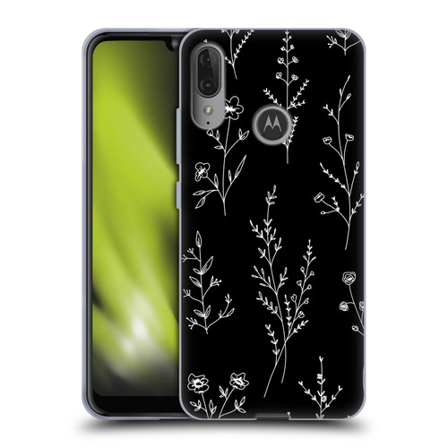 Anis Illustration Wildflowers Black Soft Gel Case for Motorola Moto E6 Plus