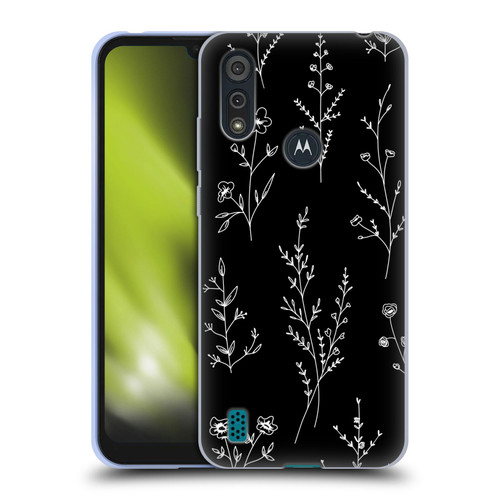 Anis Illustration Wildflowers Black Soft Gel Case for Motorola Moto E6s (2020)