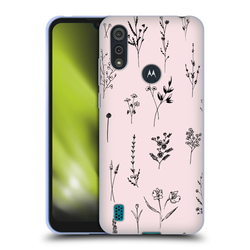 Anis Illustration Wildflowers Light Pink Soft Gel Case for Motorola Moto E6s (2020)