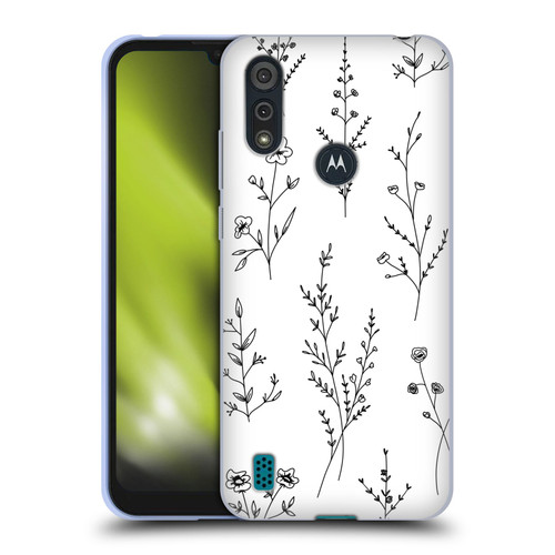 Anis Illustration Wildflowers White Soft Gel Case for Motorola Moto E6s (2020)