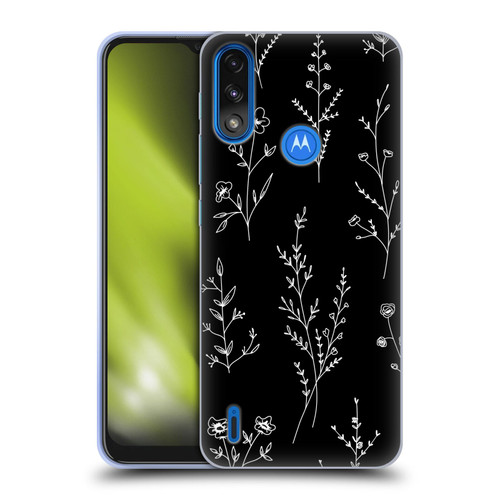 Anis Illustration Wildflowers Black Soft Gel Case for Motorola Moto E7 Power / Moto E7i Power
