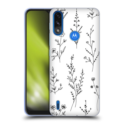 Anis Illustration Wildflowers White Soft Gel Case for Motorola Moto E7 Power / Moto E7i Power