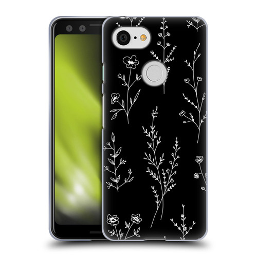 Anis Illustration Wildflowers Black Soft Gel Case for Google Pixel 3
