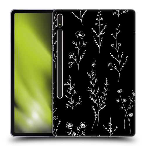 Anis Illustration Wildflowers Black Soft Gel Case for Samsung Galaxy Tab S8 Plus