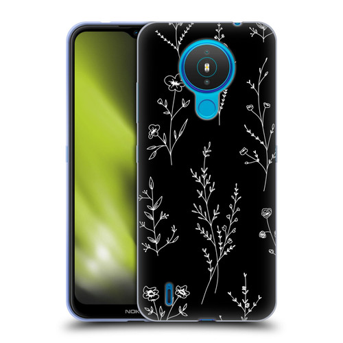 Anis Illustration Wildflowers Black Soft Gel Case for Nokia 1.4