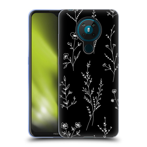 Anis Illustration Wildflowers Black Soft Gel Case for Nokia 5.3