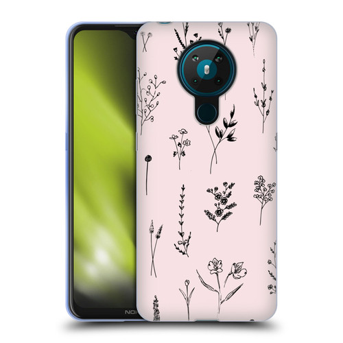 Anis Illustration Wildflowers Light Pink Soft Gel Case for Nokia 5.3