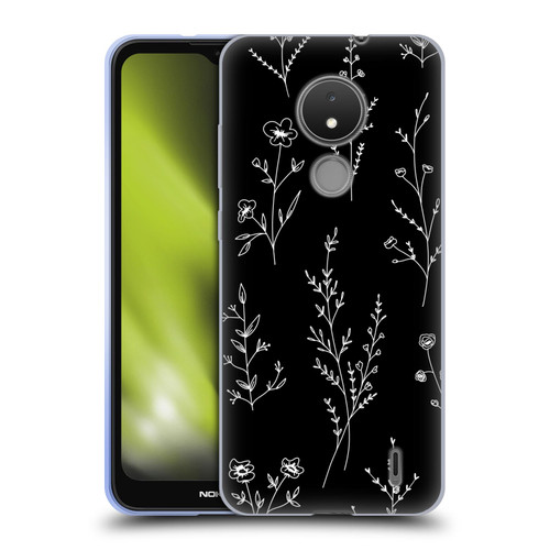 Anis Illustration Wildflowers Black Soft Gel Case for Nokia C21