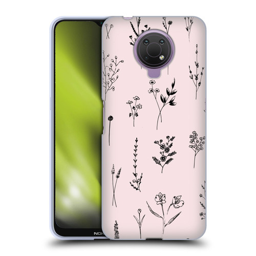 Anis Illustration Wildflowers Light Pink Soft Gel Case for Nokia G10