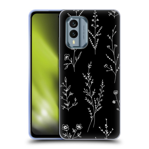 Anis Illustration Wildflowers Black Soft Gel Case for Nokia X30