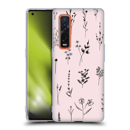 Anis Illustration Wildflowers Light Pink Soft Gel Case for OPPO Find X2 Pro 5G