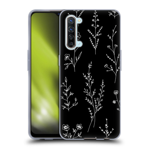 Anis Illustration Wildflowers Black Soft Gel Case for OPPO Find X2 Lite 5G